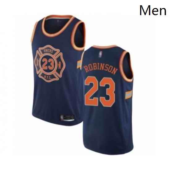 Mens New York Knicks 23 Mitchell Robinson Authentic Navy Blue Basketball Jersey City Edition
